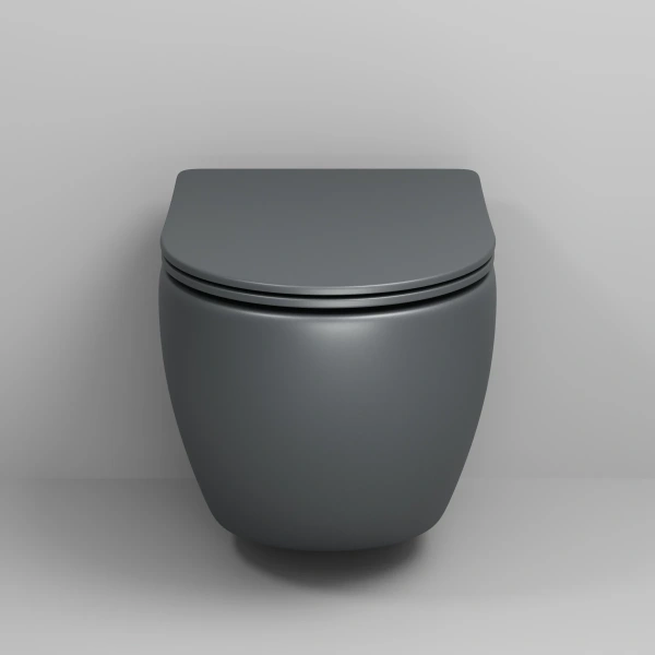 Унитаз подвесной Grossman GR-4455GMSQ безободковый, торнадо, с сиденьем микролифт, серый матовый