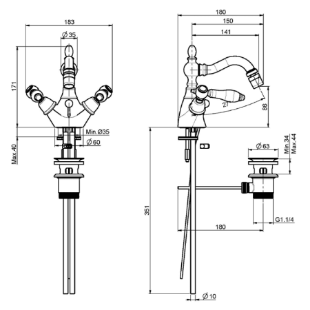 Смеситель для биде FIMA Carlo Frattini Herend F5412BR бронза
