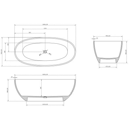 Прозрачная ванна Abber Kristall 165x78 AT9701Onyx черная