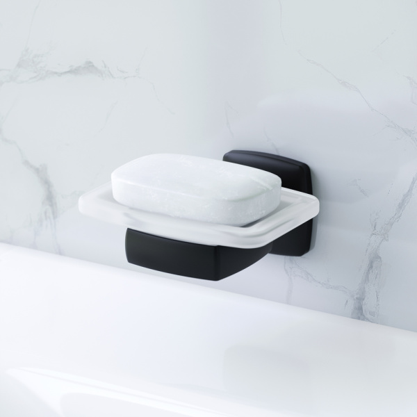 Мыльница стеклянная с настенным держателем AM.PM Gem A9034222 черная