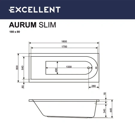 Акриловая ванна Excellent AURUM 180х80 WAEX.AUR18WHS белый