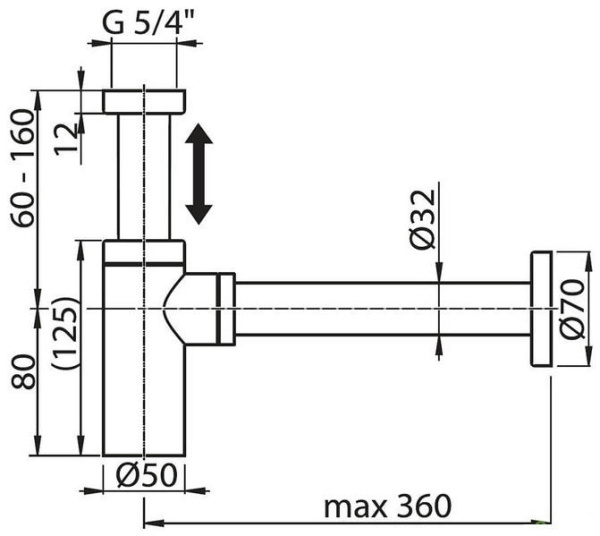 Сифон для раковины Ravak X01834 графит матовый