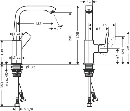 Смеситель для раковины hansgrohe Metris 31081000