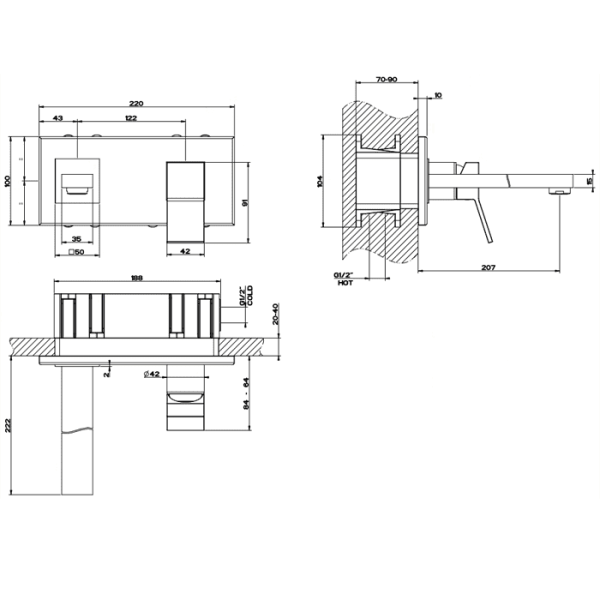 Смеситель для раковины Gessi Rettangolo K 53088#031