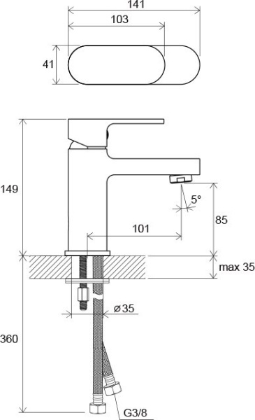 Смеситель для раковины Ravak Chrome CR 012.00 X070041