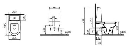 Чаша для унитаза-компакта VitrA Zentrum 5780B003-0585 белый