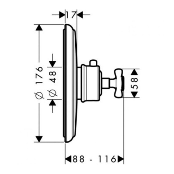 Внешняя часть термостатического смесителя для душа Axor Montreux 16810000