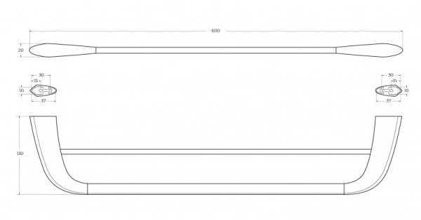 Полотенцедержатель двойной 60 см Cezares Liner LINER-THD-60-GM оружейная сталь