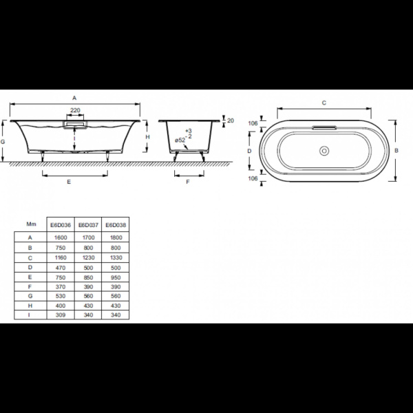 Чугунная ванна Jacob Delafon Volute 180x80 E6D038-00