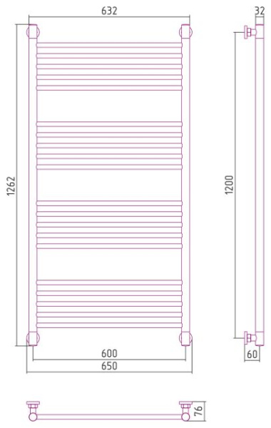 Водяной полотенцесушитель Сунержа Богема+ прямая 1200х600 2000-0220-1260 желто-оранжевый