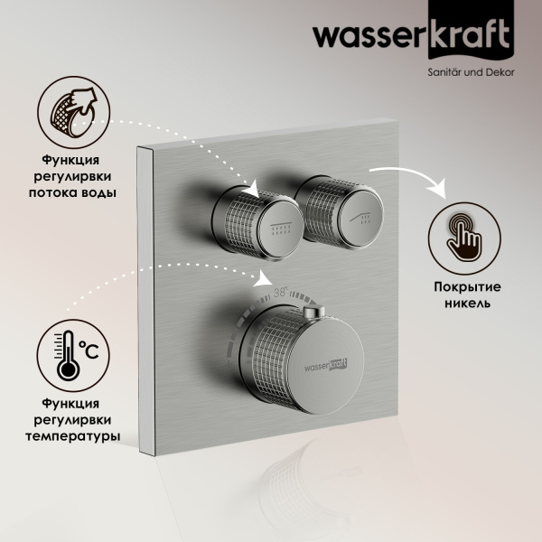 Смеситель для душа WasserKRAFT Wern 4248 Thermo сталь