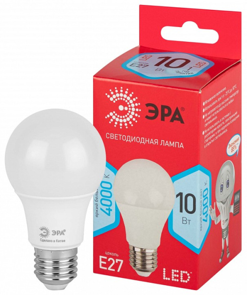 Лампа светодиодная Эра  E27 10Вт 4000K LED A60-10W-840-E27 R