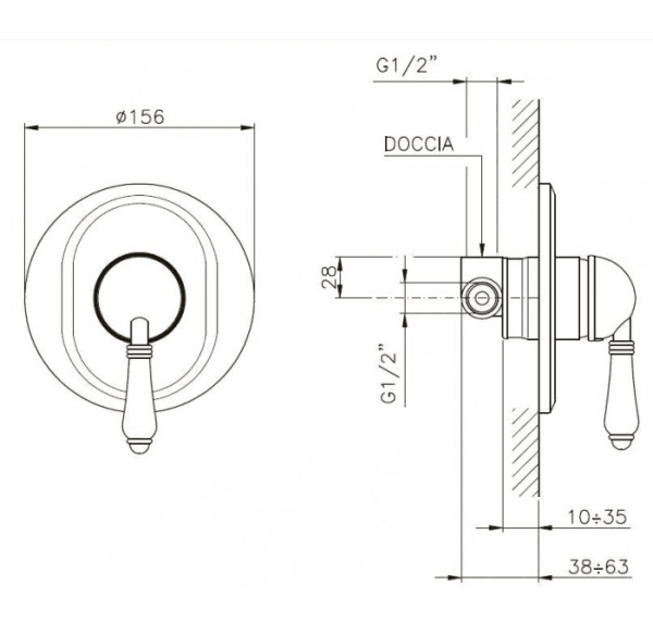 Смеситель для душа Nicolazzi El Capitan 3406NL75 блестящий никель