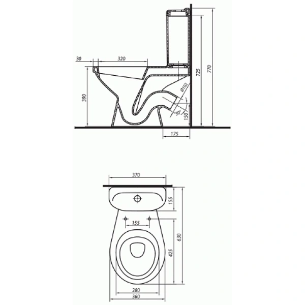 Унитаз-компакт Kolo Idol 1903300U косой выпуск, с сиденьем, белый