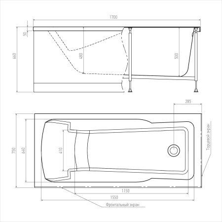 Акриловая ванна Timo 120х63 HELLA1775