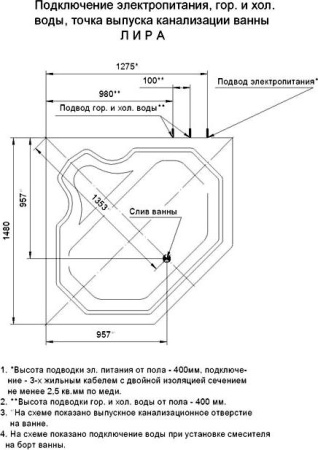 Акриловая ванна Aquatek Лира 148х148 см LIR150-0000011, белый