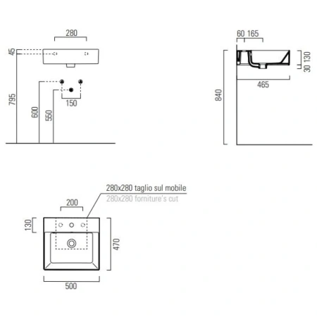 Раковина 50x47 см GSI Kube X 9430109