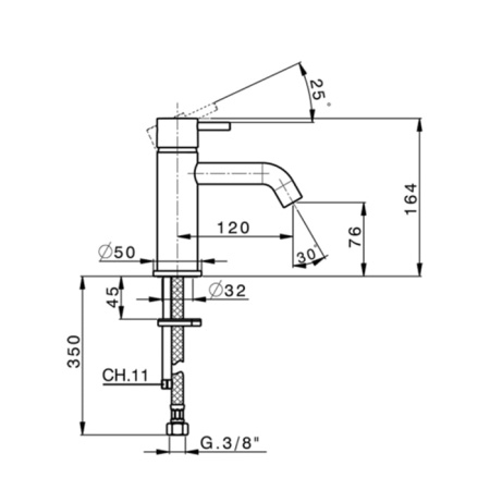 Смеситель для раковины Cisal LESS NEW LN0005402F никель