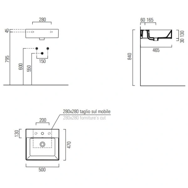 Раковина 50x47 см GSI Kube X 9430109