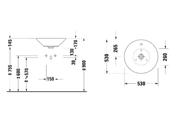 Раковина Duravit Starck 1 04085300001-WG