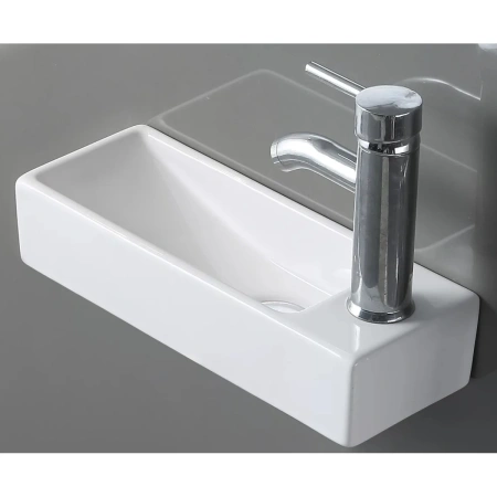 Раковина CeramaLux 9048FL 38x14,5 см L, рукомойник, белый