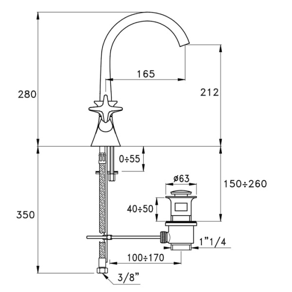 Смеситель для раковины Stella 130 CT 00004 AU02 золото