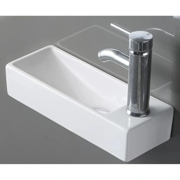 Раковина CeramaLux 9048FL 38x14,5 см L, рукомойник, белый