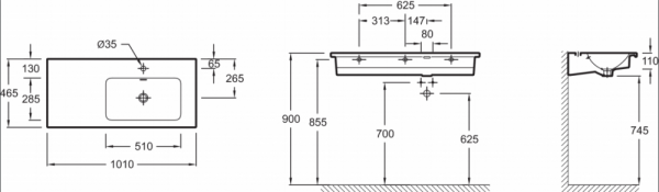 Раковина Jacob Delafon VOX EXAD112-00 100x46 L