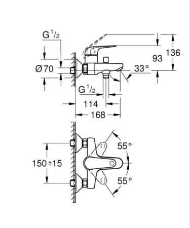Смеситель для ванны Grohe Euroeco 32743001 хром