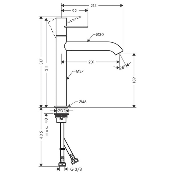 Смеситель для раковины Axor Uno 38032000