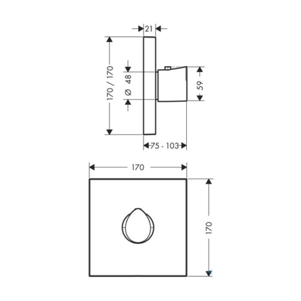 Внешняя часть термостата для душа Axor Starck Organic 12711000