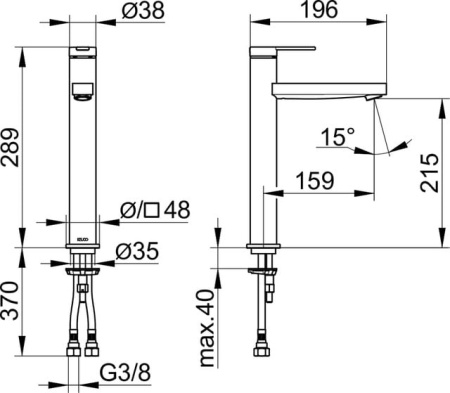 Смеситель для раковины Keuco IXMO Flat 59510373100 черный матовый