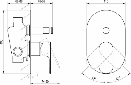 Смеситель для душа Ravak Eleganta X070335 графит матовый