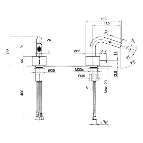 Смеситель для биде Fantini AF/21 27 P9 A508WF медь