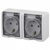 Розетка двойная с заземлением и со шторками, с крышкой Эра Эра Эксперт 11-2404-01