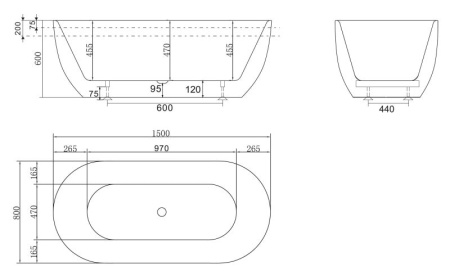 Акриловая ванна BelBagno 150x80 BB70-1500-800