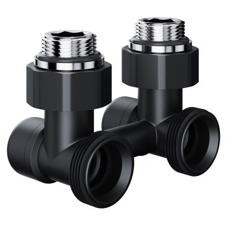 Узел нижнего подключения Royal Thermo Design угловой 1/2"х3/4" EK (черный)