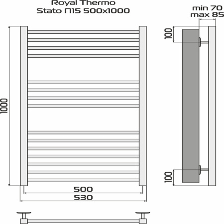 Полотенцесушитель Royal Thermo Stato П15 500х1000 белый