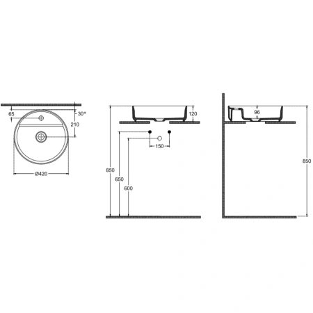 Раковина 42x42 см Isvea Infinity 10NF65042-2L