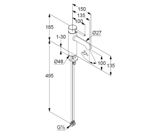Смеситель для раковины Kludi Bozz 38282N076 брашированное золото