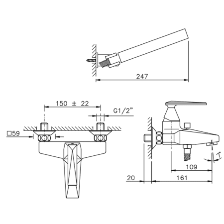 Смеситель для ванны Nicolazzi Vincent 3001CR35