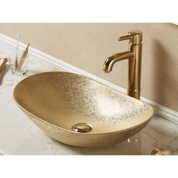 Раковина-чаша CeramaLux 7811АSJ 61,5x36 см, накладная, золотой