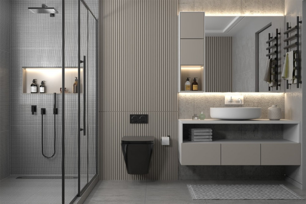 Комплект унитаза с инсталляцией Abber Rechteck AC1201MB-AC0105-AC0121MCH с клавишей смыва матовый хром
