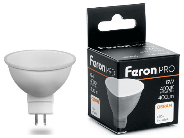 Лампа светодиодная Feron LB-1606 GU5.3 6Вт 4000K 38084
