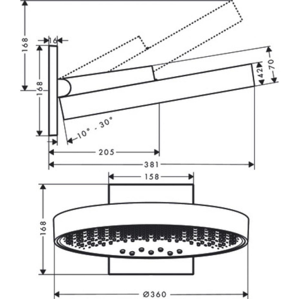 Верхний душ hansgrohe Rainfinity 360 3jet 26234990 полированное золото