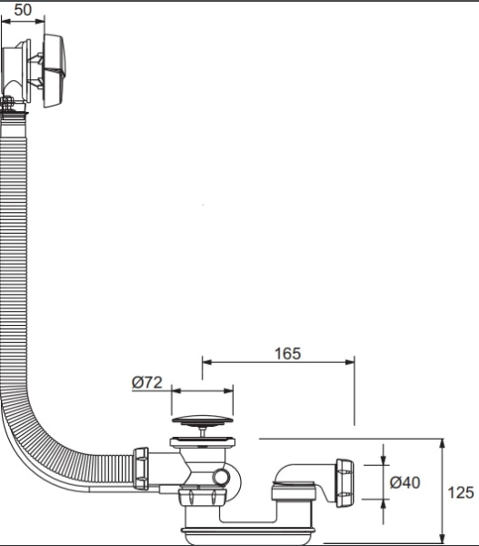 Слив-перелив с клапаном и удлинителем Jacob Delafon E70174-CP