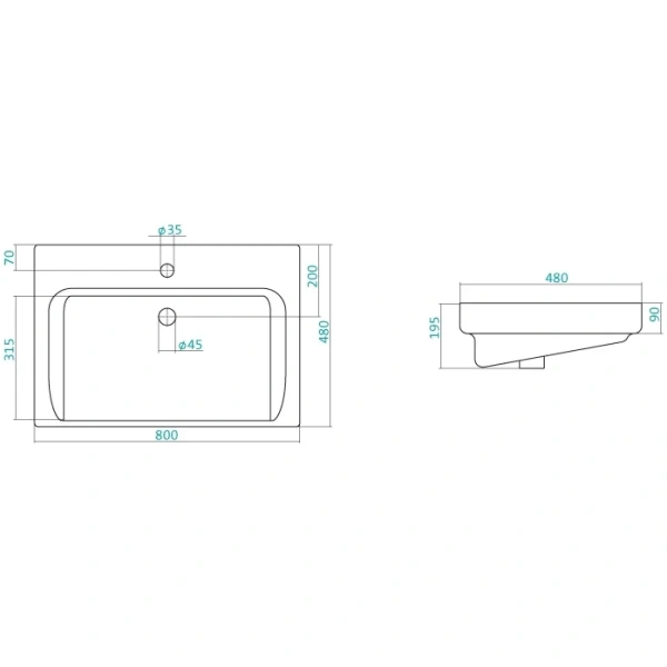 Раковина 80x48 см Акватон Тигода 1WH302084