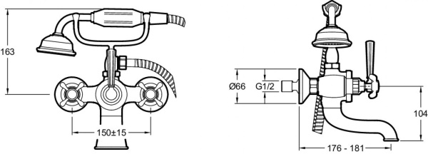 Смеситель для ванны и душа Jacob Delafon Cleo 1889 E24313-BGG золото