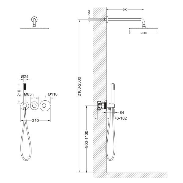 Душевой комплект с термостатом Timo Saona SX-2359/03SM черный