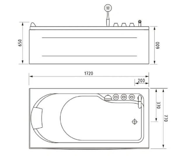 Акриловая ванна Gemy 172х77 G9006-1.7 B L белый